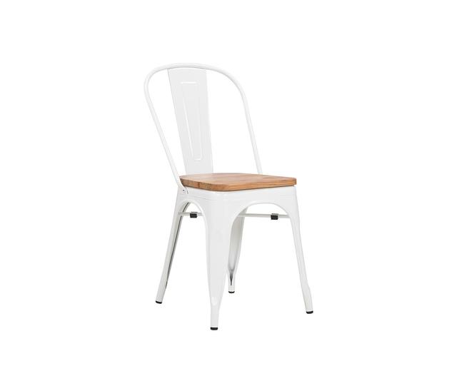 Set de 4 sillas réplica Tolix con madera - Blanco