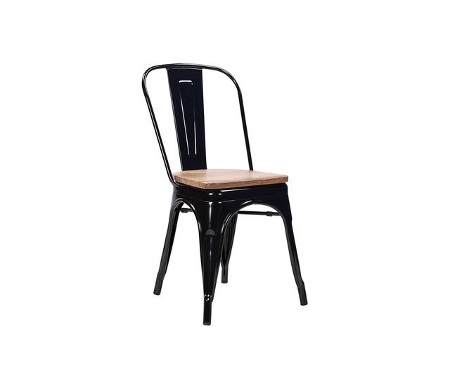 Set de 4 sillas réplica Tolix con madera - Negro
