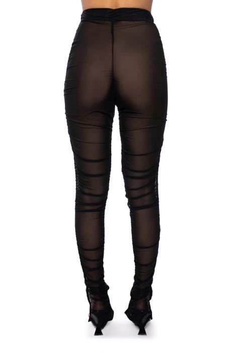 ALL ABOUT ME RUCHED MESH LEGGING in black