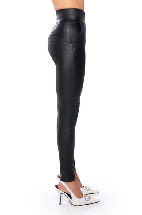 TE QUIERO HIGH RISE FAUX LEATHER SKINNY PANTS WITH 4 WAY STRETCH