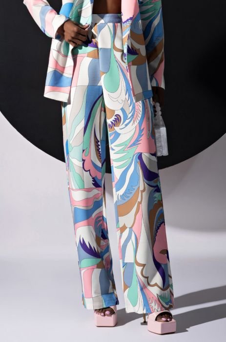 ART IS EVERYTHING WIDE LEG PALAZZO PANT in pink multi