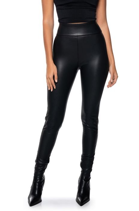 TE QUIERO HIGH RISE FAUX LEATHER SKINNY PANTS WITH 4 WAY STRETCH