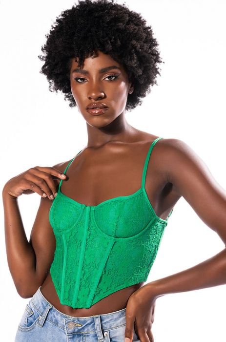 SO SWEET LACE CORSET TOP in green