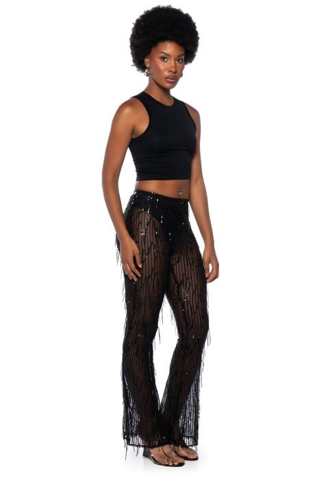 TONIGHT IS THE NIGHT SEQUIN PANTS in BLACK