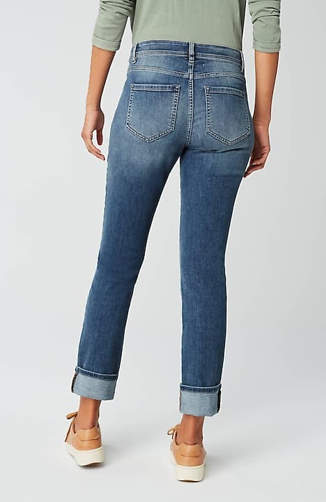 High-Rise Straight-Leg Cuffed Jeans