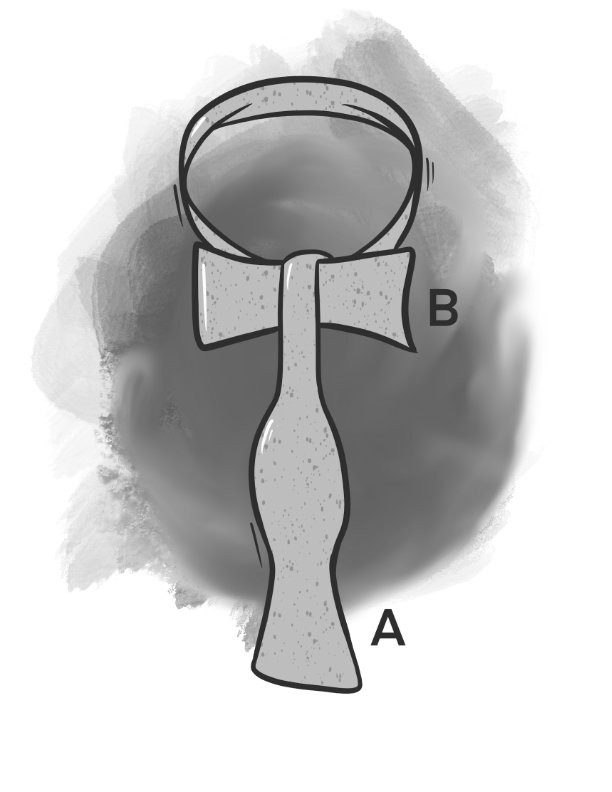 Place the longer end of the bow tie over the shorter end.