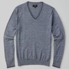 Perfect Tipped Merino Wool V-Neck Heather Grey Sweater
