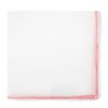 White Linen With Rolled Border Pink Pocket Square