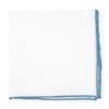 White Linen With Rolled Border Light Blue Pocket Square