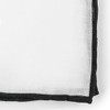 White Linen With Rolled Border Black Pocket Square