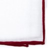 White Linen With Rolled Border Burgundy Pocket Square