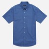 Soft Stretch Foulard Print Navy Short Sleeve Shirt