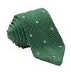 Pointed Tip Knit Polkas Green Tie