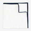 White Cotton With Border Midnight Navy Pocket Square