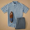 Awning Stripe Blue Short Sleeve Shirt