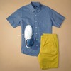 Solid Cotton Blue Short Sleeve Shirt