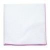 White Cotton With Border Pink Pocket Square