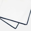 White Cotton With Border Midnight Navy Pocket Square