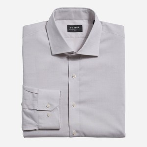 Solid Texture Light Grey Dress Shirt