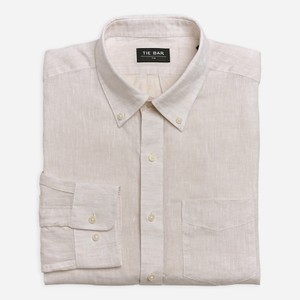 Linen Solid Cream Casual Shirt