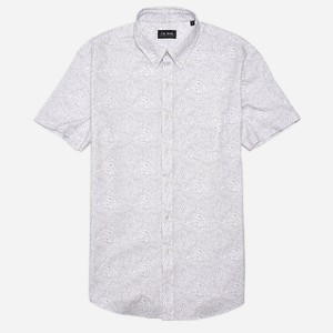 Soft Stretch Illustrated Palm White Short Sleeve Shirt