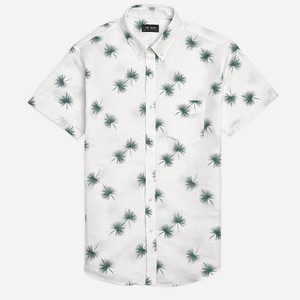 Printed Palm White Short Sleeve Shirt