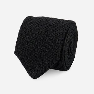 Textured Stripe Knit Black Tie