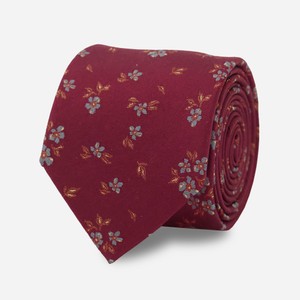 Fall Florals Burgundy Tie
