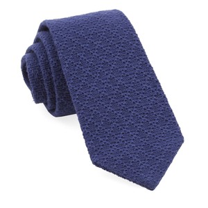Textured Pointed Knit Navy Tie