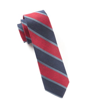 Linen Bold Stripe Red Tie