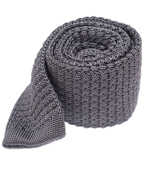 Textured Solid Knit Grey Tie
