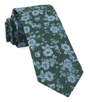 Linen Buds Hunter Green Tie