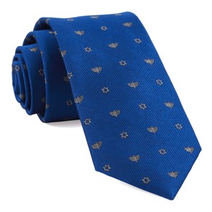 Menorahs Royal Blue Tie