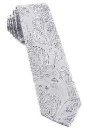 Designer Paisley Silver Tie
