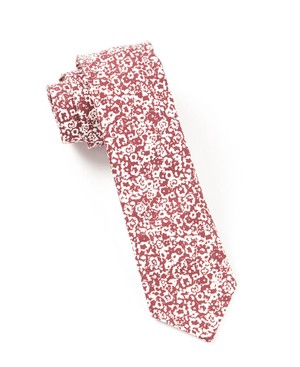 Country Floral Burgundy Tie