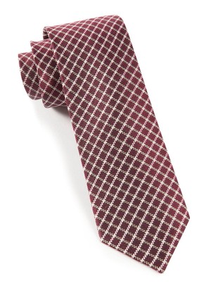 Textured Checks Burgundy Tie