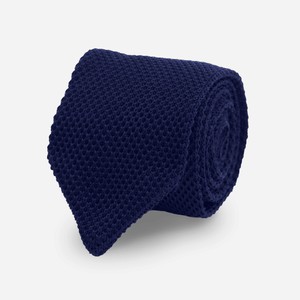 Pointed Tip Knit Navy Tie