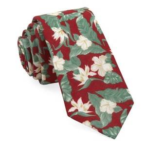 Tropical Floral Red Tie