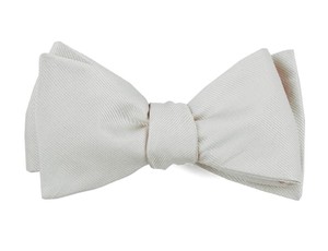 Grosgrain Solid White Bow Tie