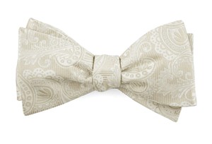 Twill Paisley Light Champagne Bow Tie