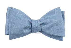 Twill Paisley Steel Blue Bow Tie