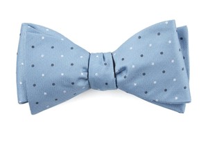 Suited Polka Dots Steel Blue Bow Tie