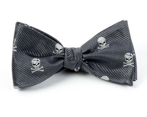 Skull And Crossbones Charcoal Bow Tie