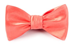 Solid Satin Coral Bow Tie