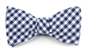 New Gingham Navy Bow Tie