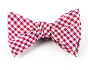 Novel Gingham Red Bow Tie