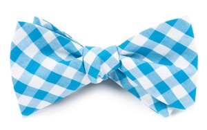 Classic Gingham Turquoise Bow Tie