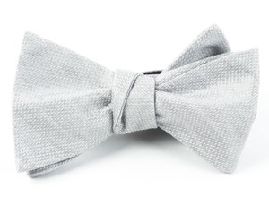 Solid Linen Silver Bow Tie