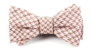 White Wash Houndstooth Soft Pink Bow Tie