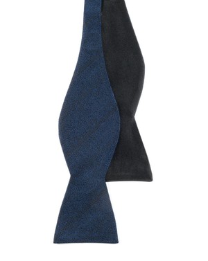 Interlaced Solid Navy Bow Tie